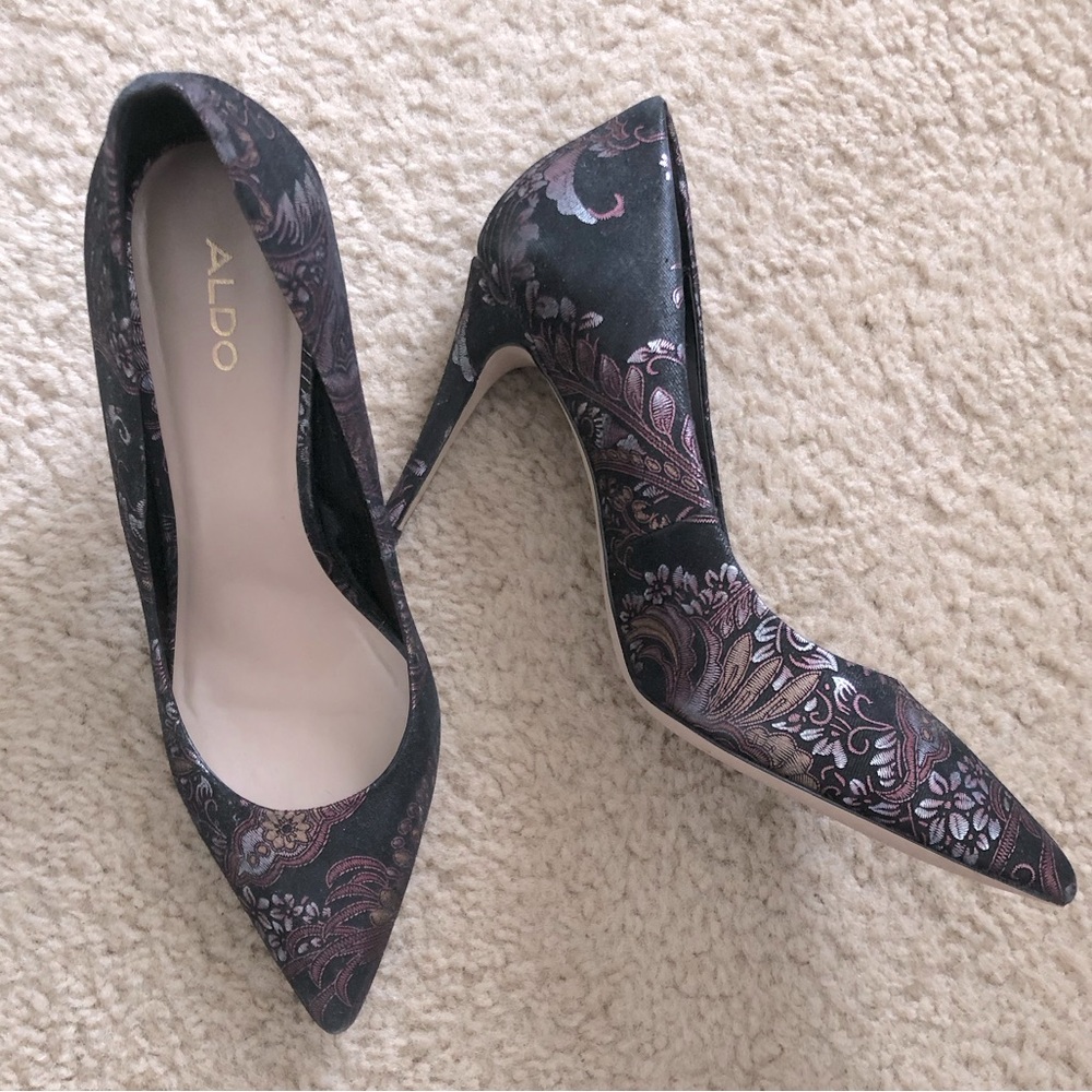 ALDO Sateen Floral Print Pointed-Toe Stiletto Pumps